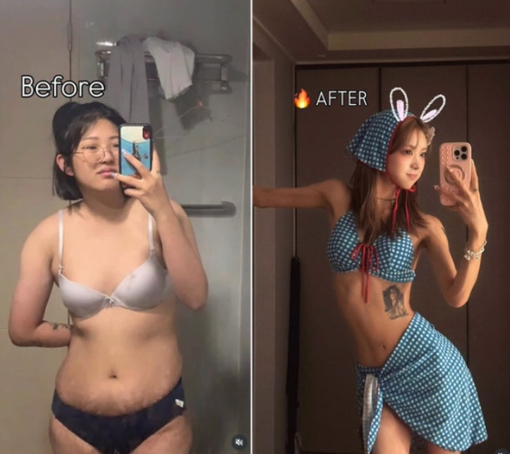 从96kg到40kg！已故崔真实之女崔俊熙公开减肥前后照片，蜕变露出腹肌