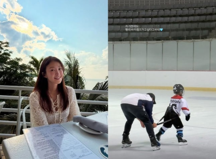 李诗英晒冰球少年成长记！离婚后携孕赴美，7月孕肚与长子温馨回国