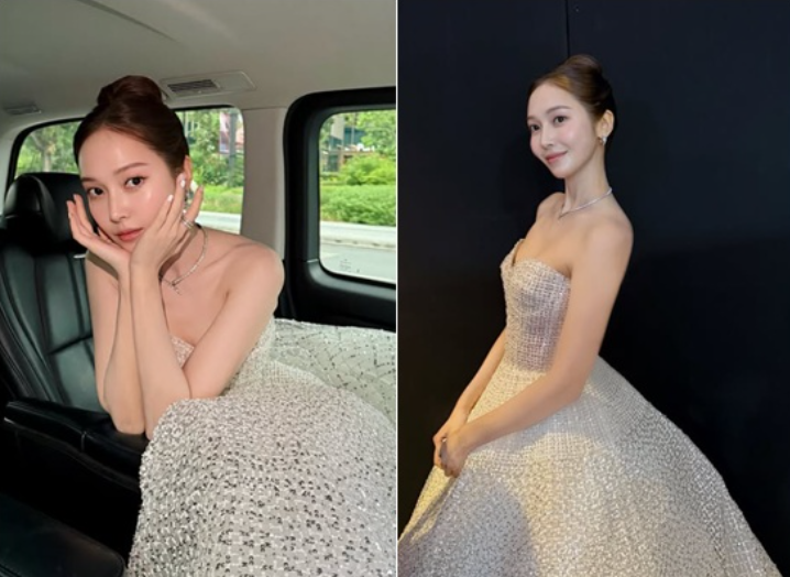 郑秀妍白钻礼服惊艳亮相！天鹅颈+璀璨珠宝演绎冰雪女王范