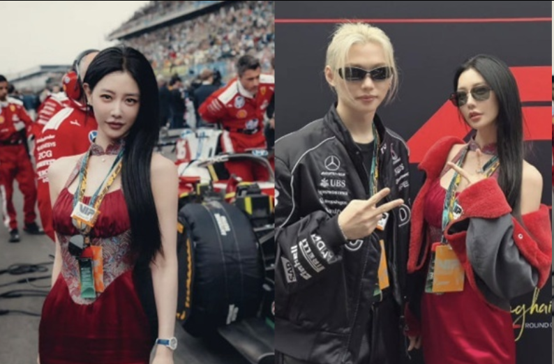 克拉拉现身上海F1赛场！一袭法拉利红裙尽显极致身材，颜值再创巅峰