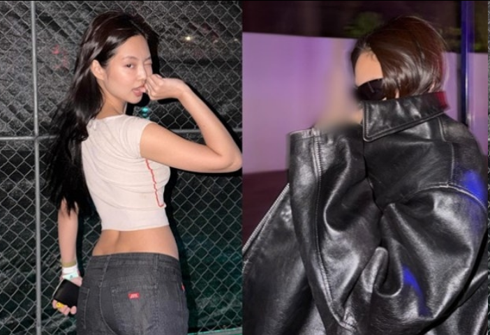 JENNIE现身科切拉！皮衣内搭露脐装大秀名品腹肌，火辣身材惊艳全场