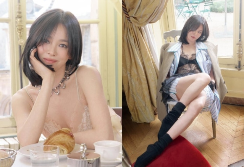 宋希乔画报幕后照曝光：性感内衣风碰撞慵懒日常，神颜不老！