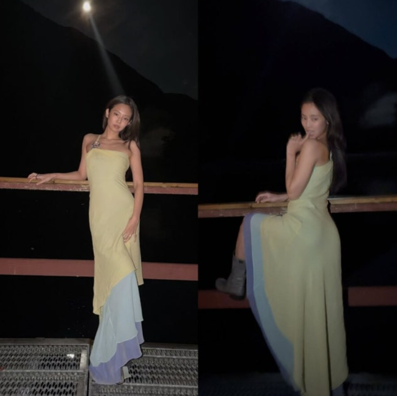 绝美神仙穿搭！JENNIE绿色高定礼服惊艳婚礼，把30年前古董穿出人鱼感