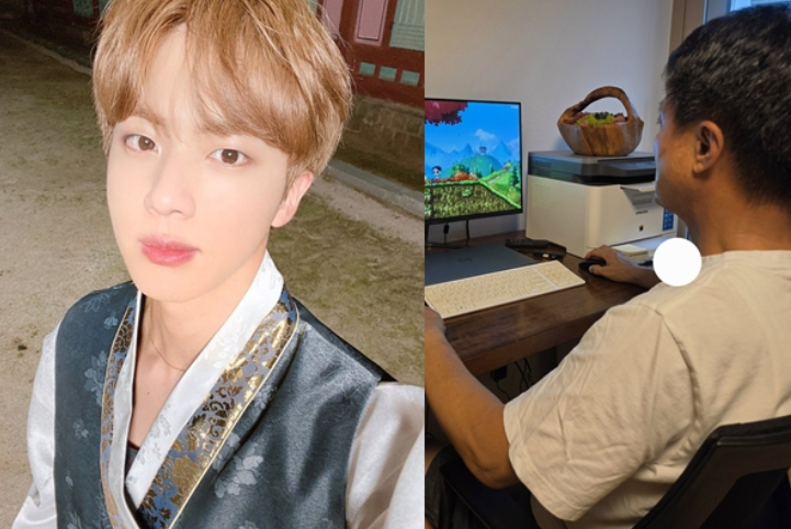 BTS Jin中秋“强制教学”老爸打游戏，父子同框画面太有爱！