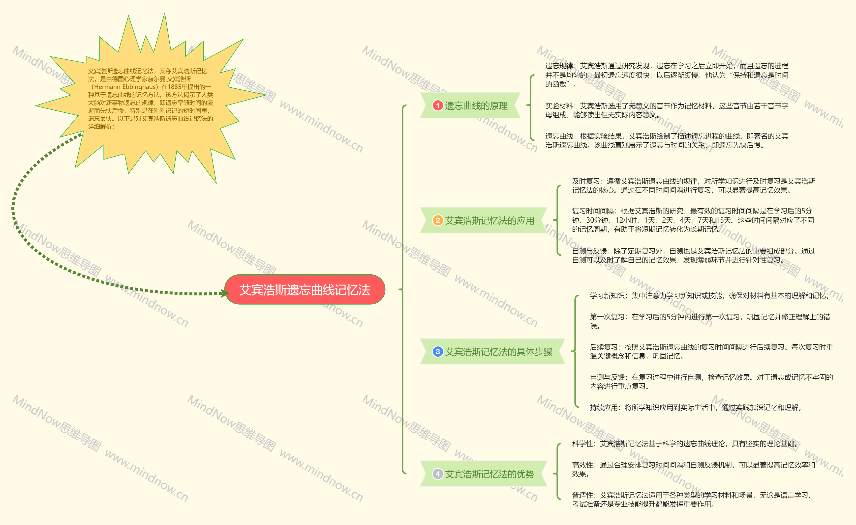 思维导图:艾宾浩斯遗忘曲线记忆法