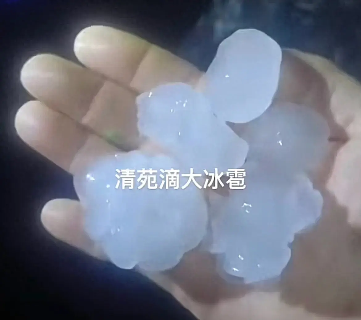 河北保定突降冰雹,西瓜砸开,高压线塔扭曲,车玻璃碎裂