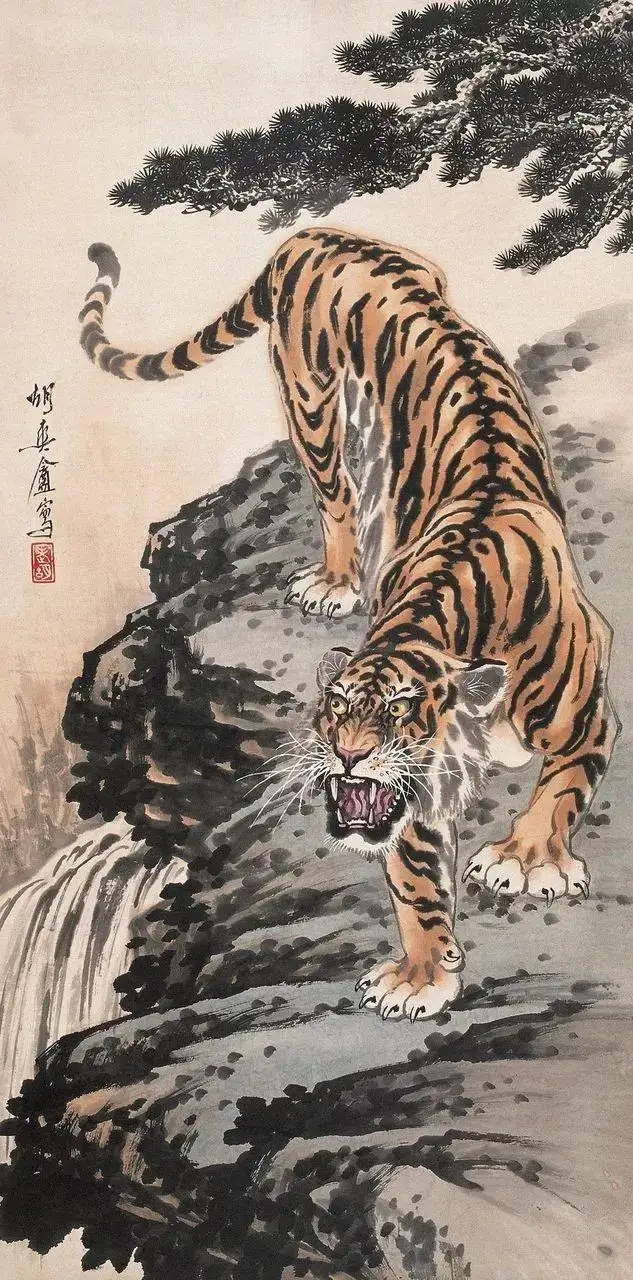 近代水墨写意老虎大师——胡爽庵