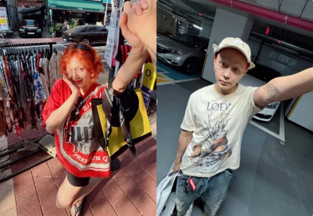 金泫雅晒出和龙俊亨的新婚生活片段，情侣发色搭配同款脸颊钉