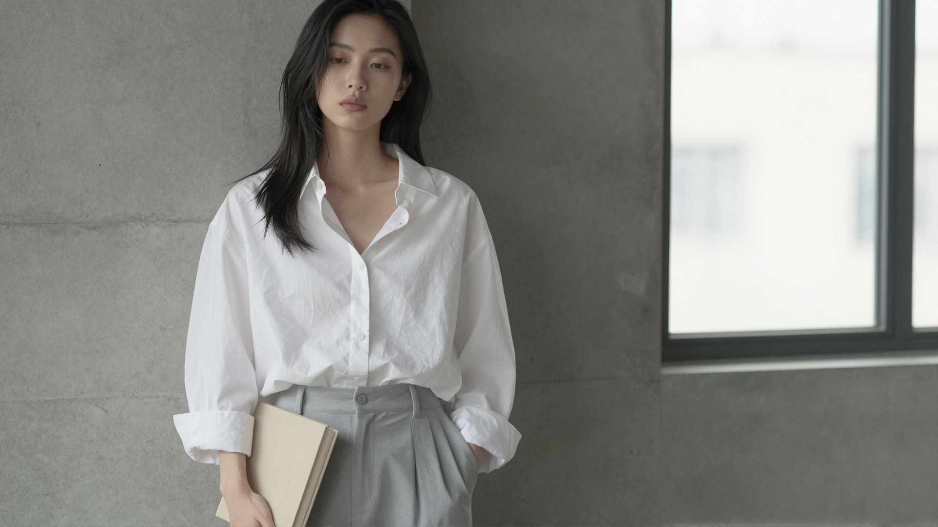 禁欲系美女ins风高级感穿搭写真，看起来对一切都不在乎