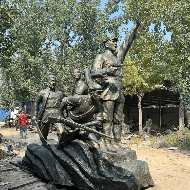 玻璃钢游击队战士雕塑,抗日游击抗队雕像