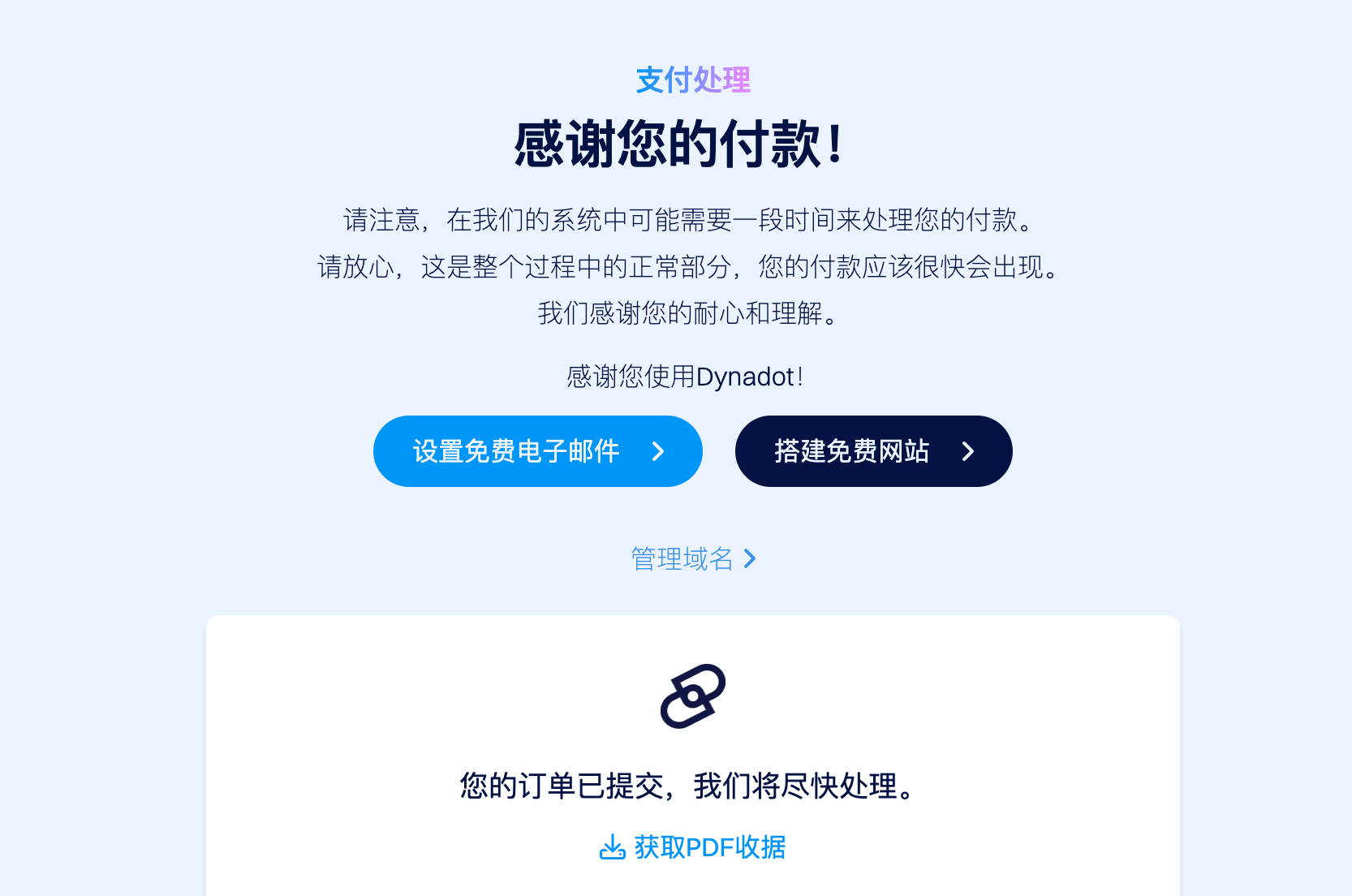 支付处理页面