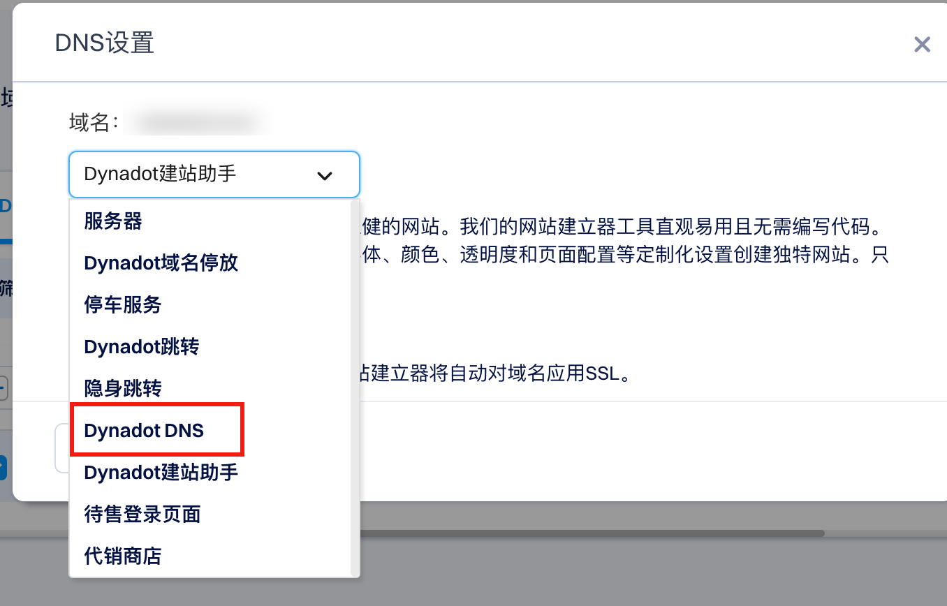 选择 Dynadot DNS