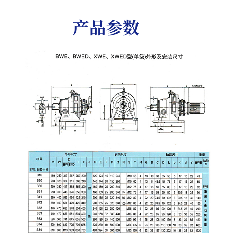  bwd系列減速機(jī)尺寸_bwed減速機(jī)型號對照表