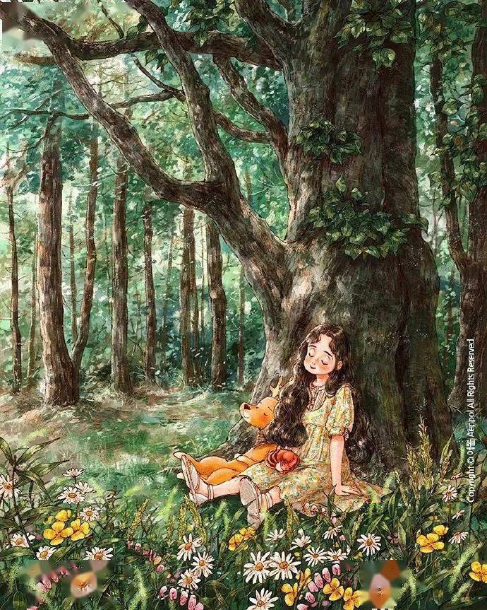 森林女孩——韩国插画师aeppol温暖治愈的绘画作品