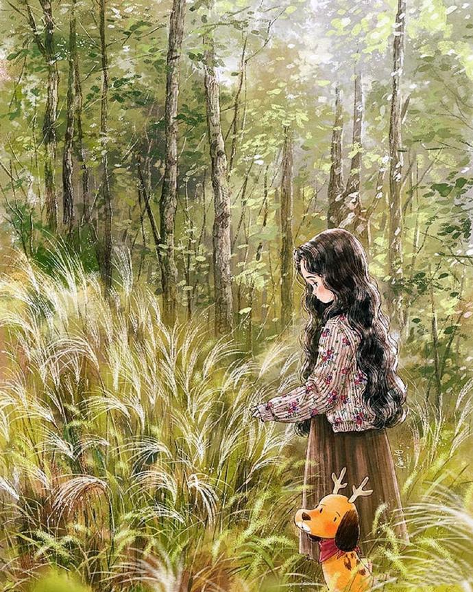 森林女孩——韩国插画师aeppol温暖治愈的绘画作品