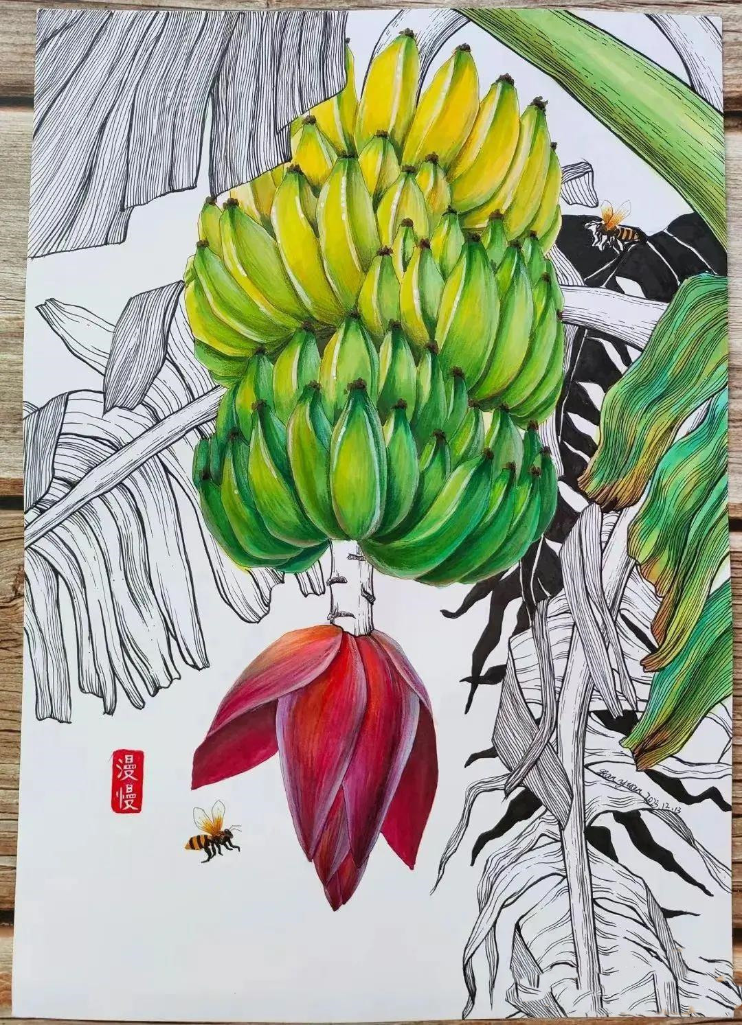 20张线描与色彩结合小画