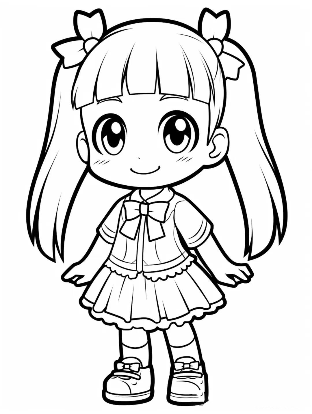 超萌小女孩线稿,适合临摹打印