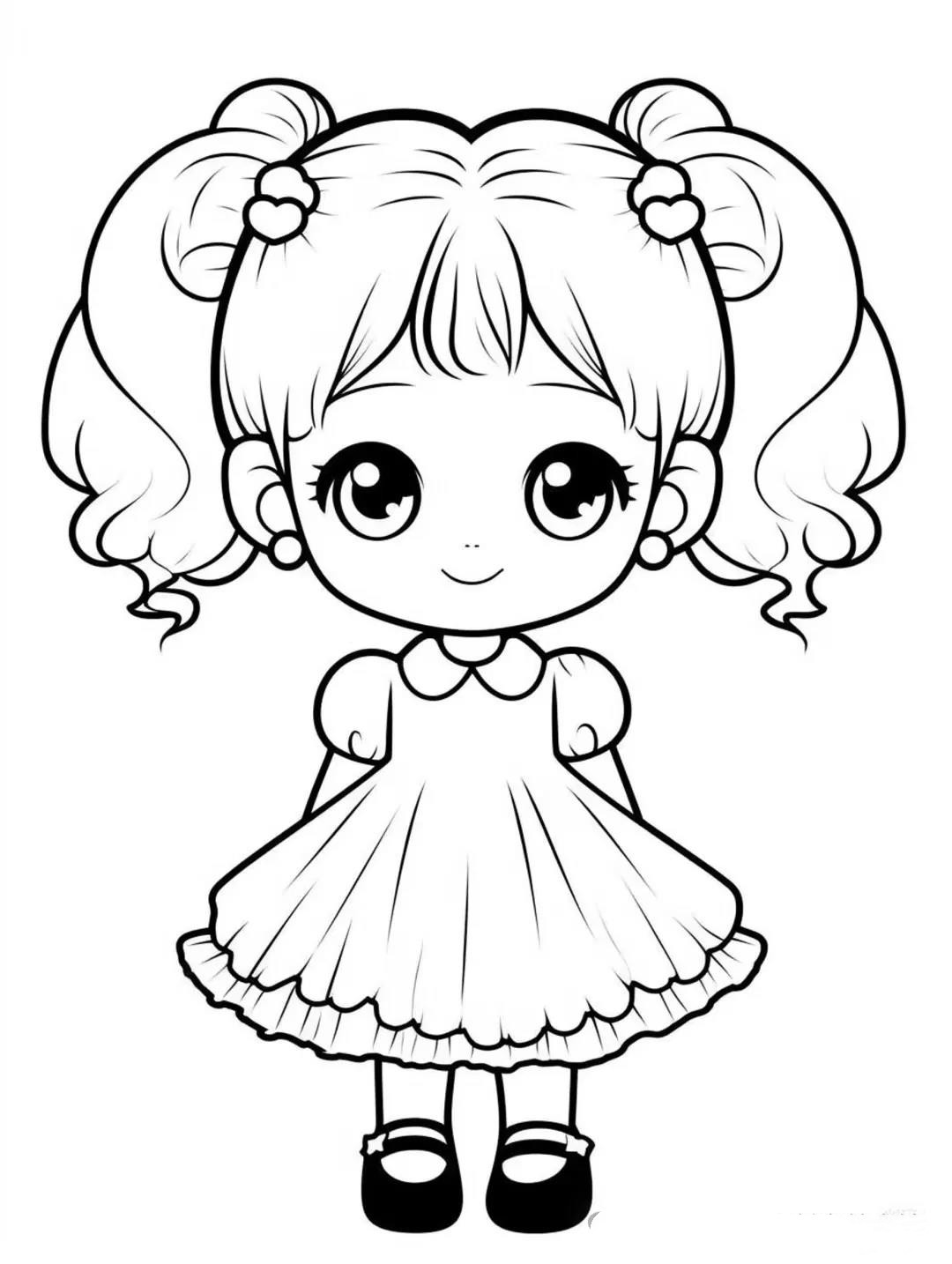 超萌小女孩线稿,适合临摹打印