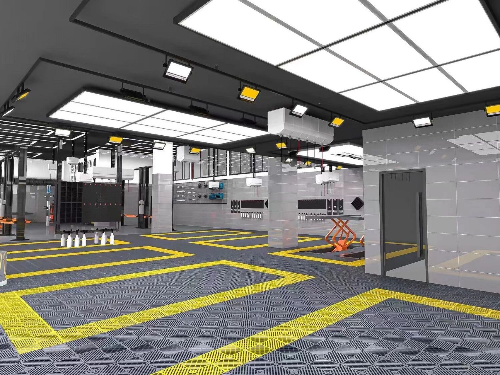 上海洗车美容店装修,养车车间大小剪挖坑,洗车工位灯光安装师傅