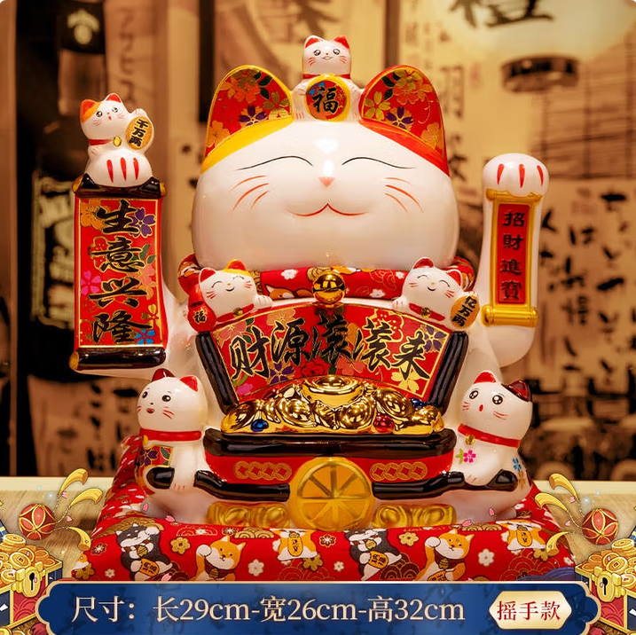 财运招手而至:摇手招财猫摆件,开业家居双场景的吉祥纳福之选