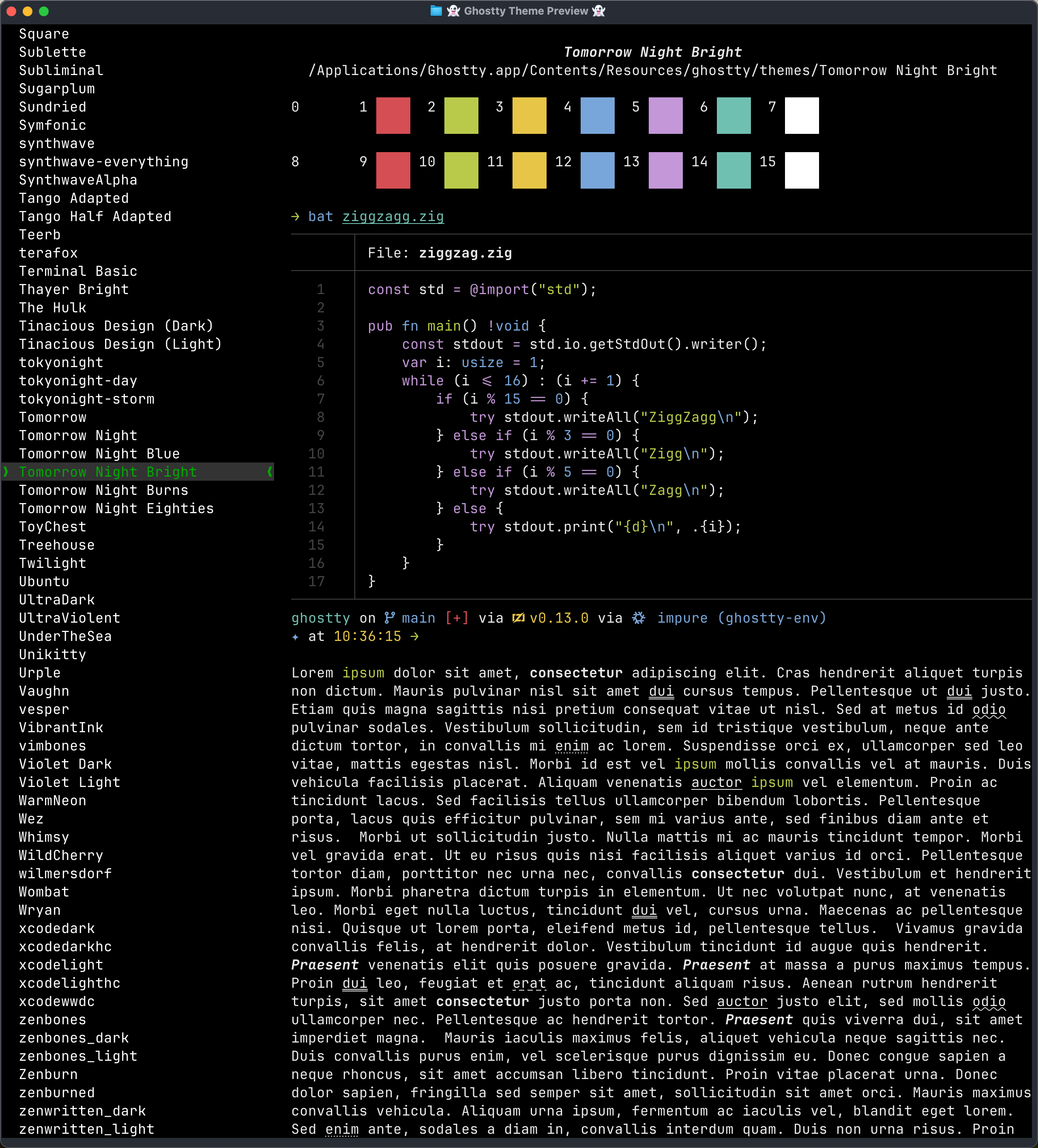 Ghostty主题预览