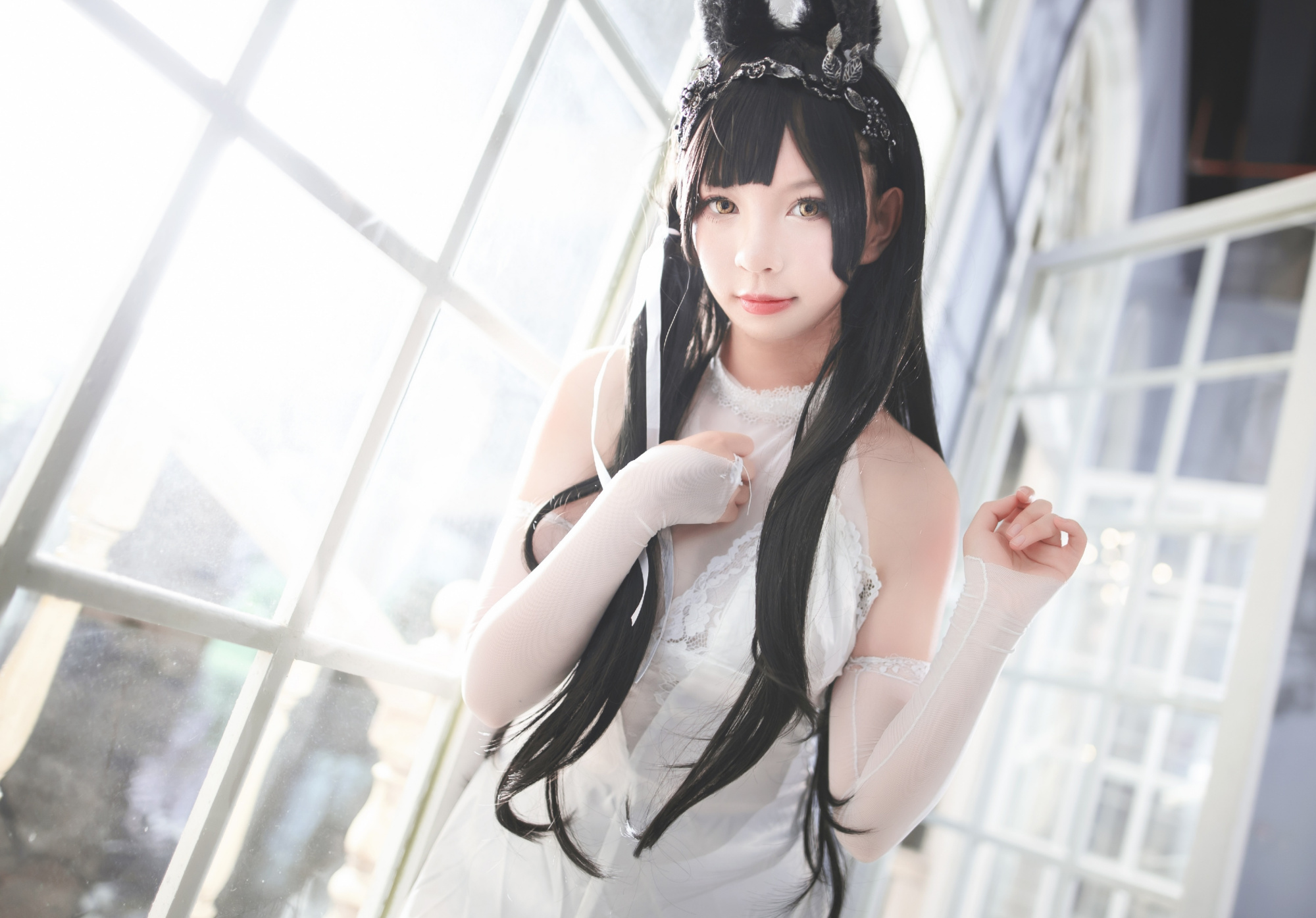 cosplay:纯白花嫁爱岩与她的"白丝"婚纱福利,希望大家会喜欢
