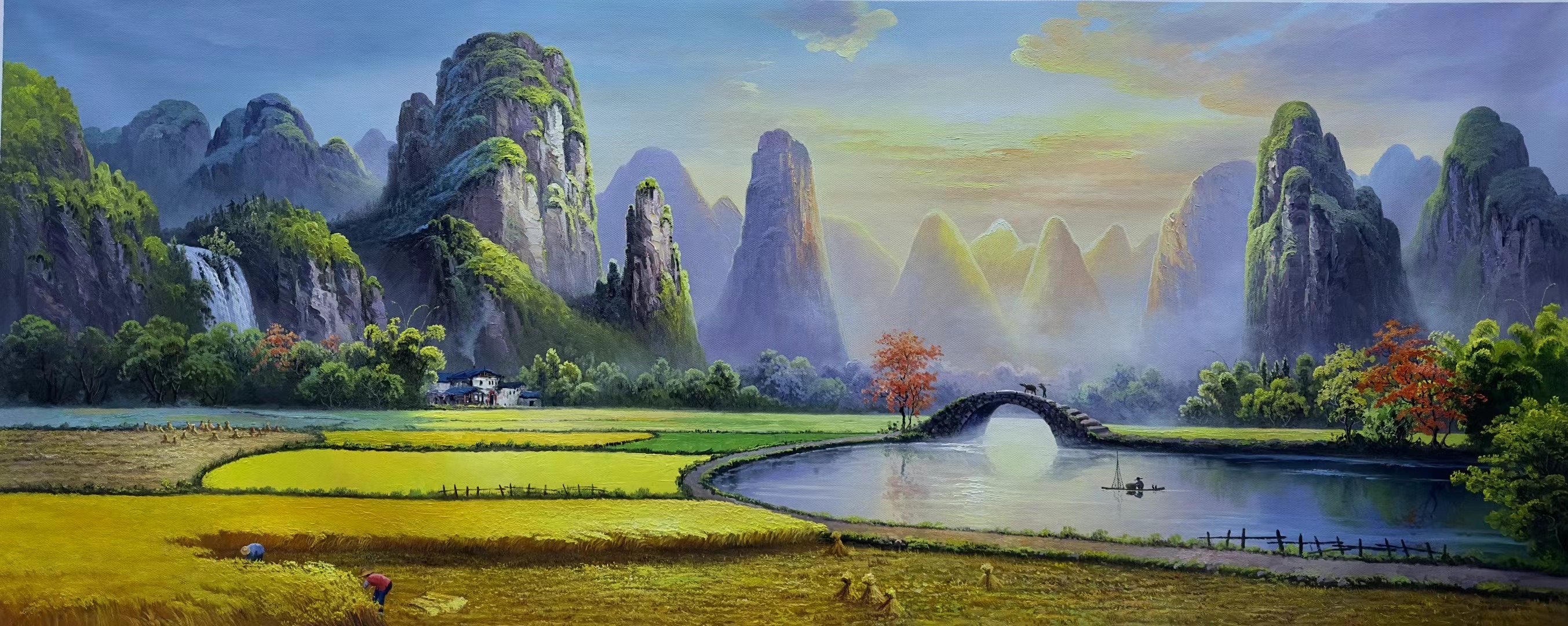 著名画家龙蟠漓江油画艺术特点