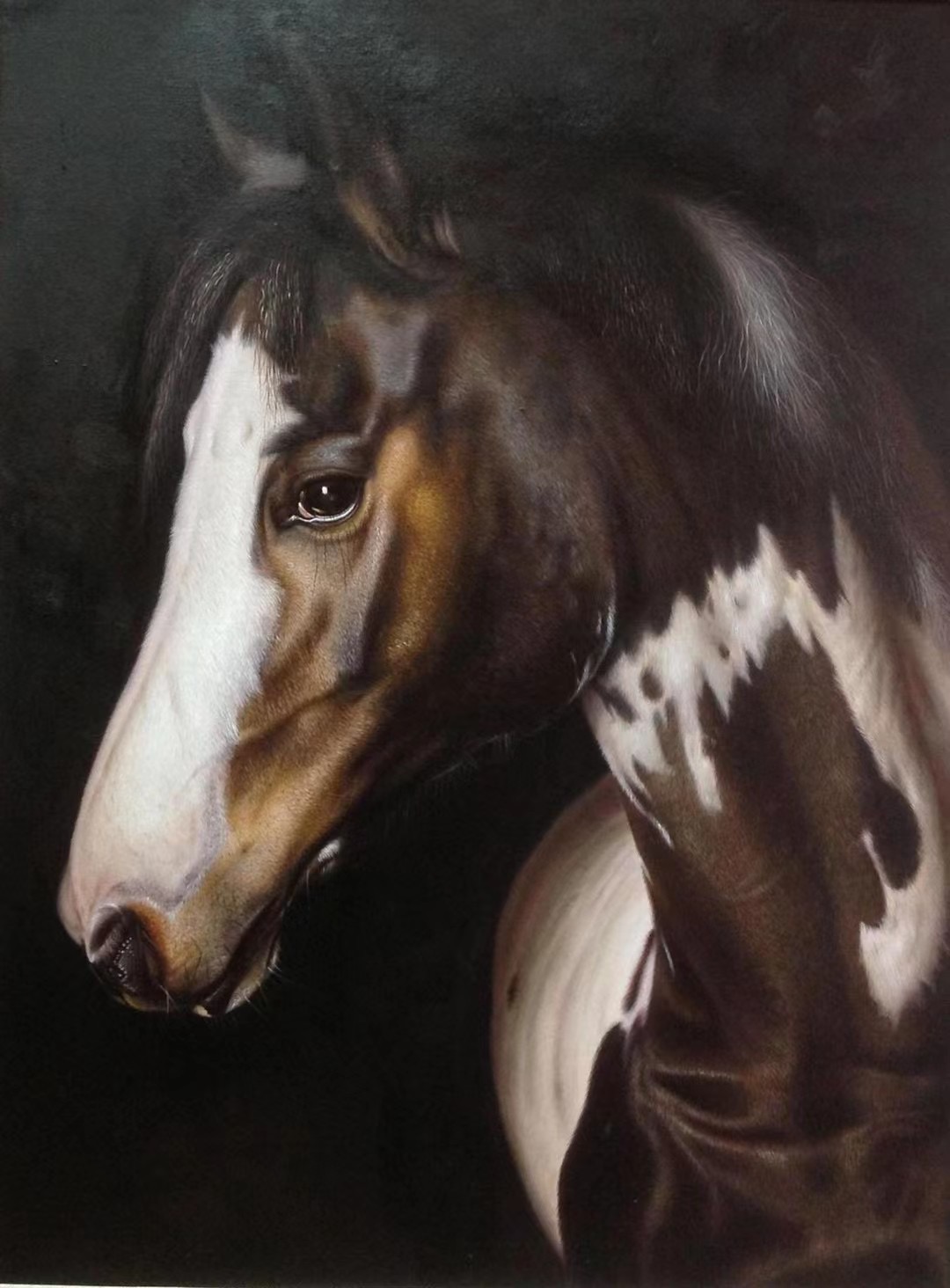 林秋送写实油画马栩栩如生