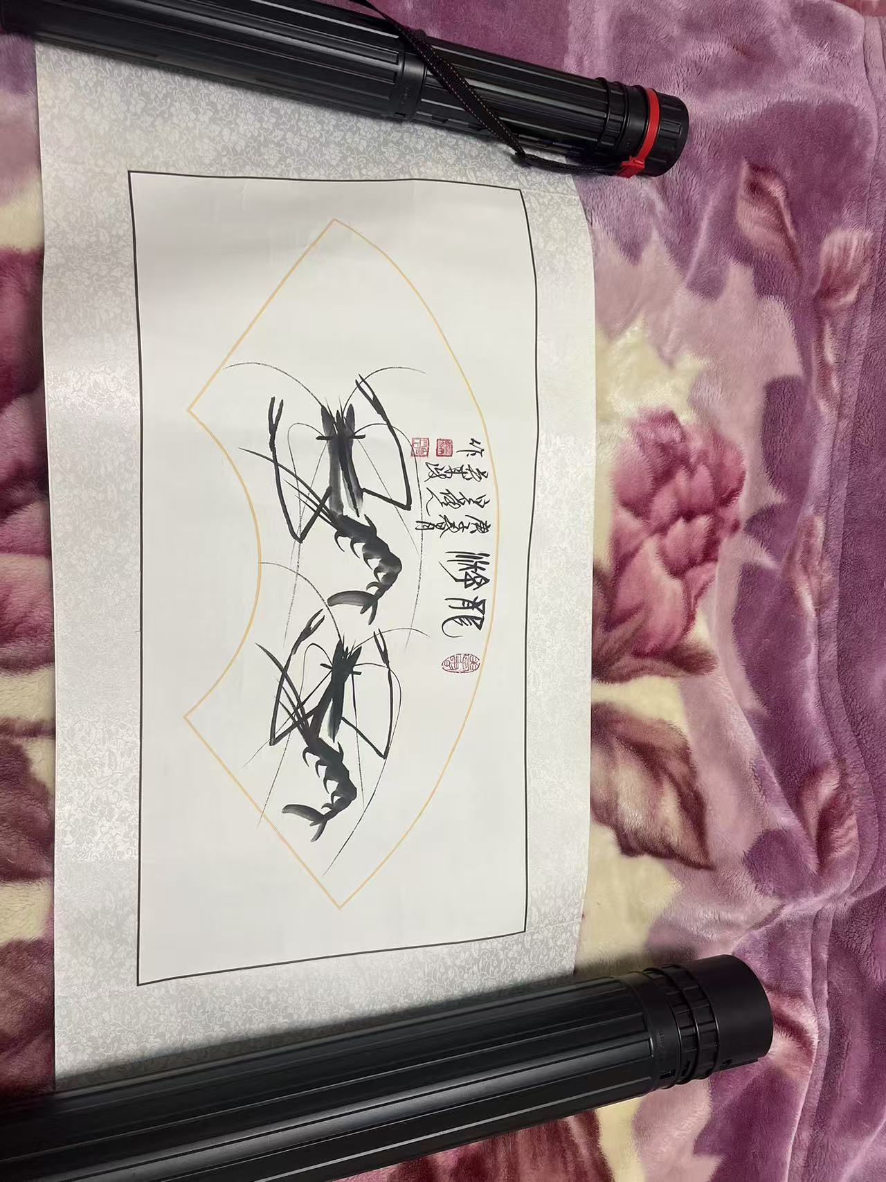 吴来政书画《水墨虾》