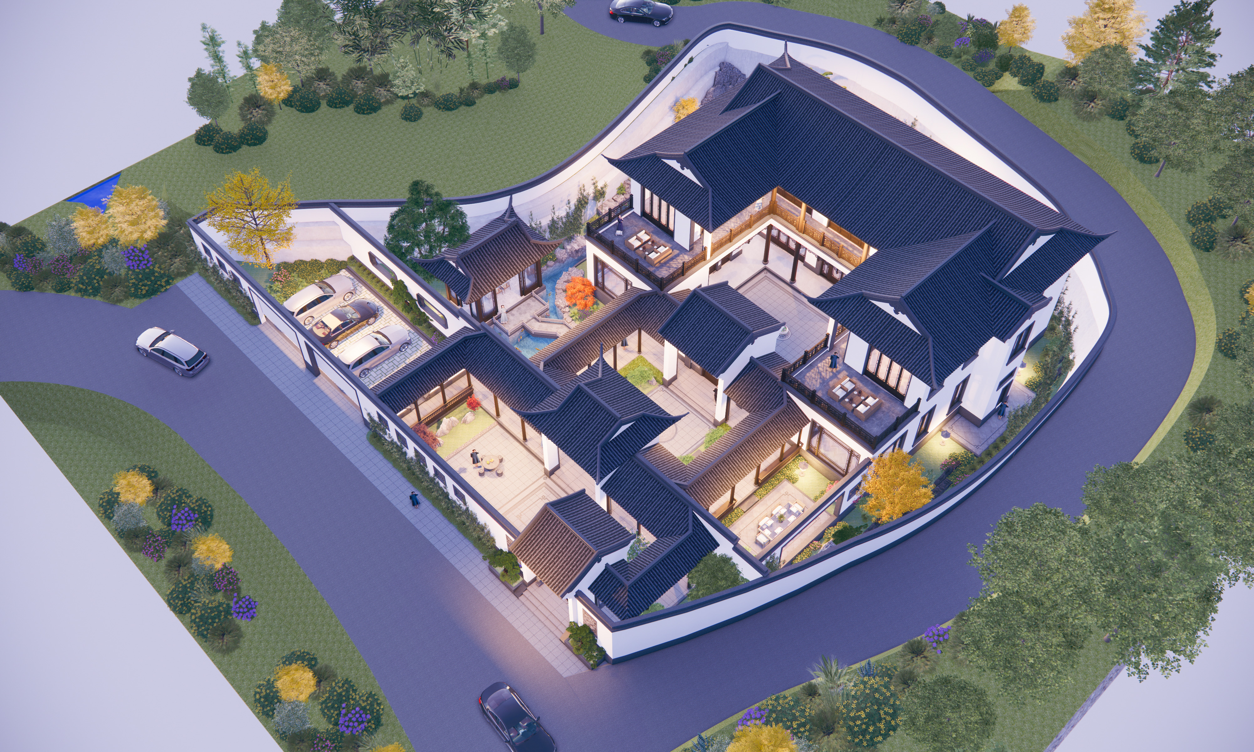 精致江南合院,连廊移步异景,湖南苏式四合院23.8x17.