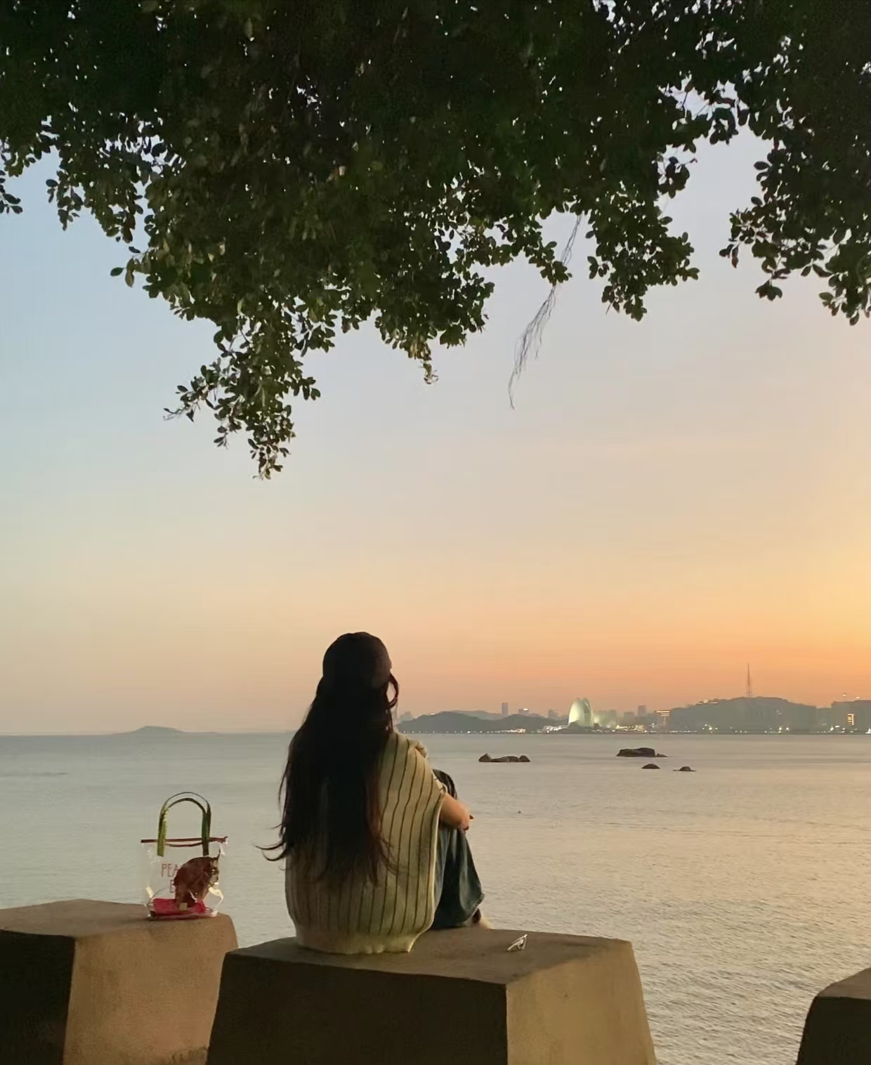 海边孤独的背影:与海的无言对话