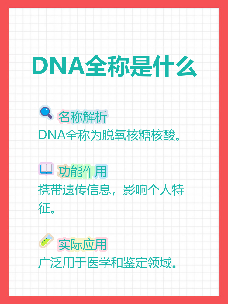 dna的全称是脱氧核糖核酸(deoxyribonucleic acid),是不是听起来有点