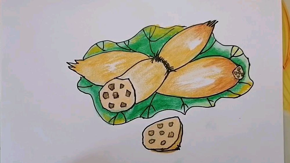 水灵灵的美味食菜莲藕儿童画