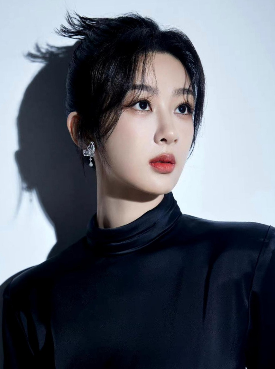 看杨紫穿黑色经典美丽,精致的盘发和标准的脸型,秀气妩媚,优雅的身姿