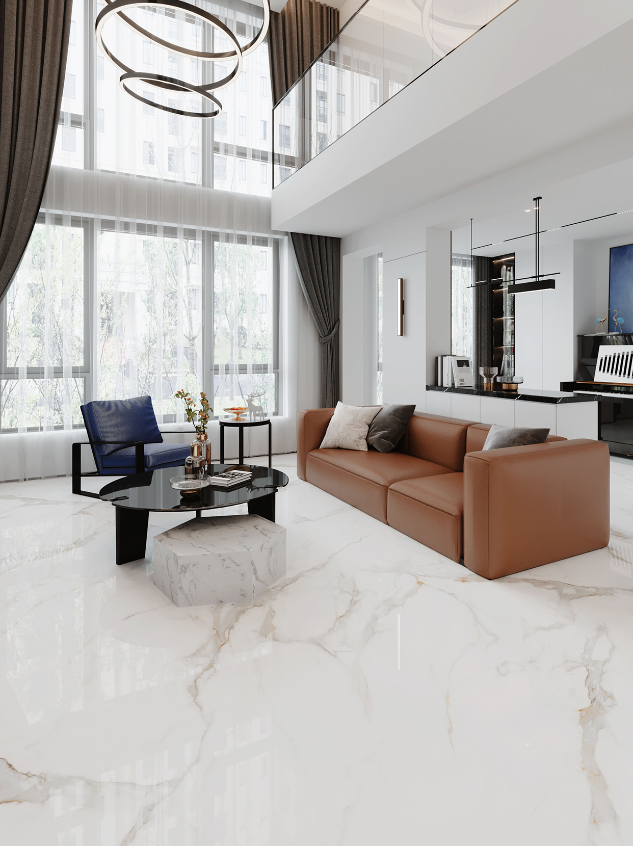 高级哭了亮面瓷砖通铺,轻奢感我跪了! 家人们!