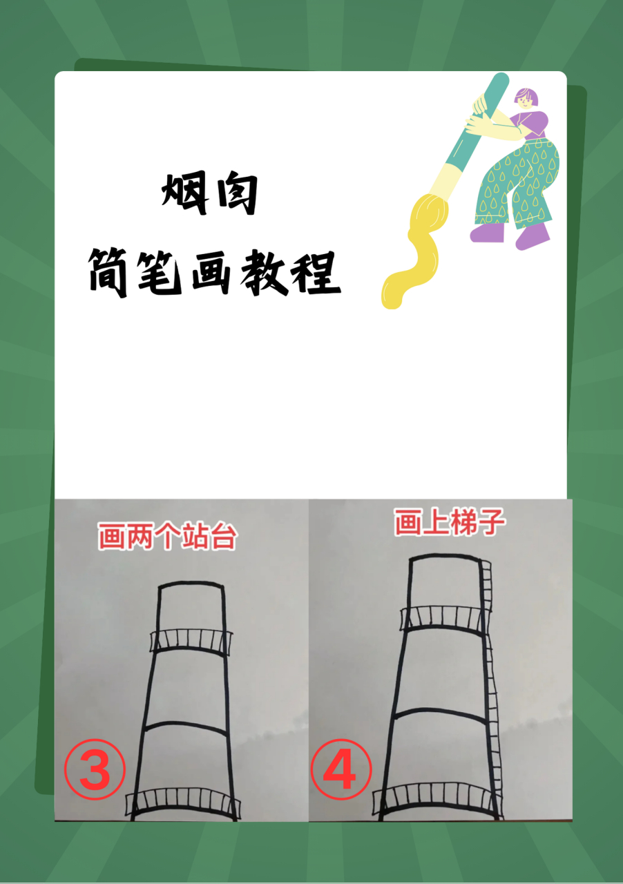 烟囱简笔画教程  今天和玲玲家逛公园,回程路上偶遇了个大家伙——一