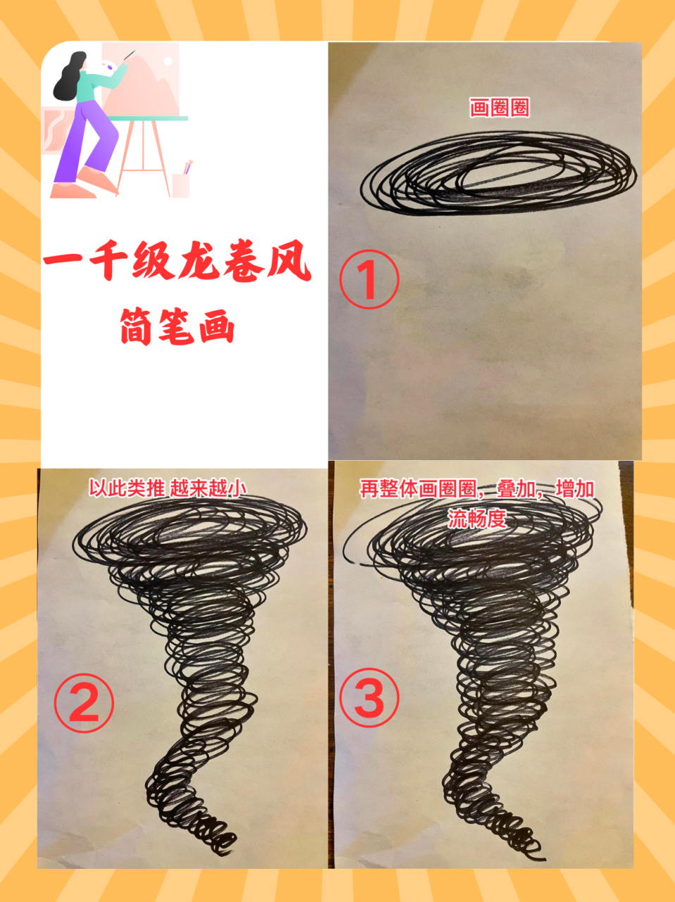 一千级龙卷风简笔画  下班一开门,就被玲玲的大作给震撼了!