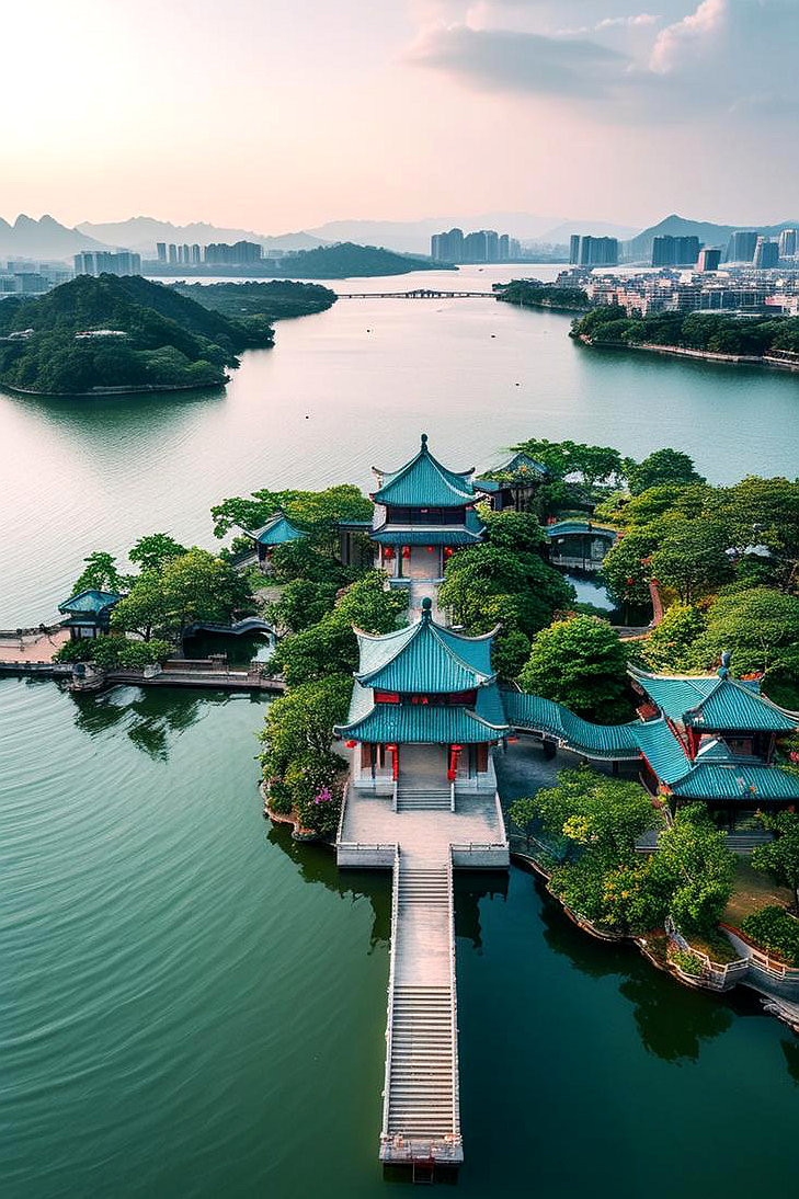 由七星岩和鼎湖山组成的星湖旅游景区是首选,肇庆的七星岩是一个拥有