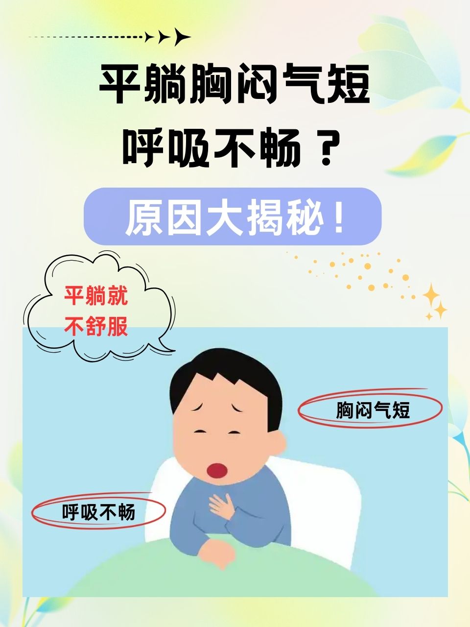 在日常生活中,有时我们会在平躺时突然感觉胸闷气短,呼吸也变得不顺畅