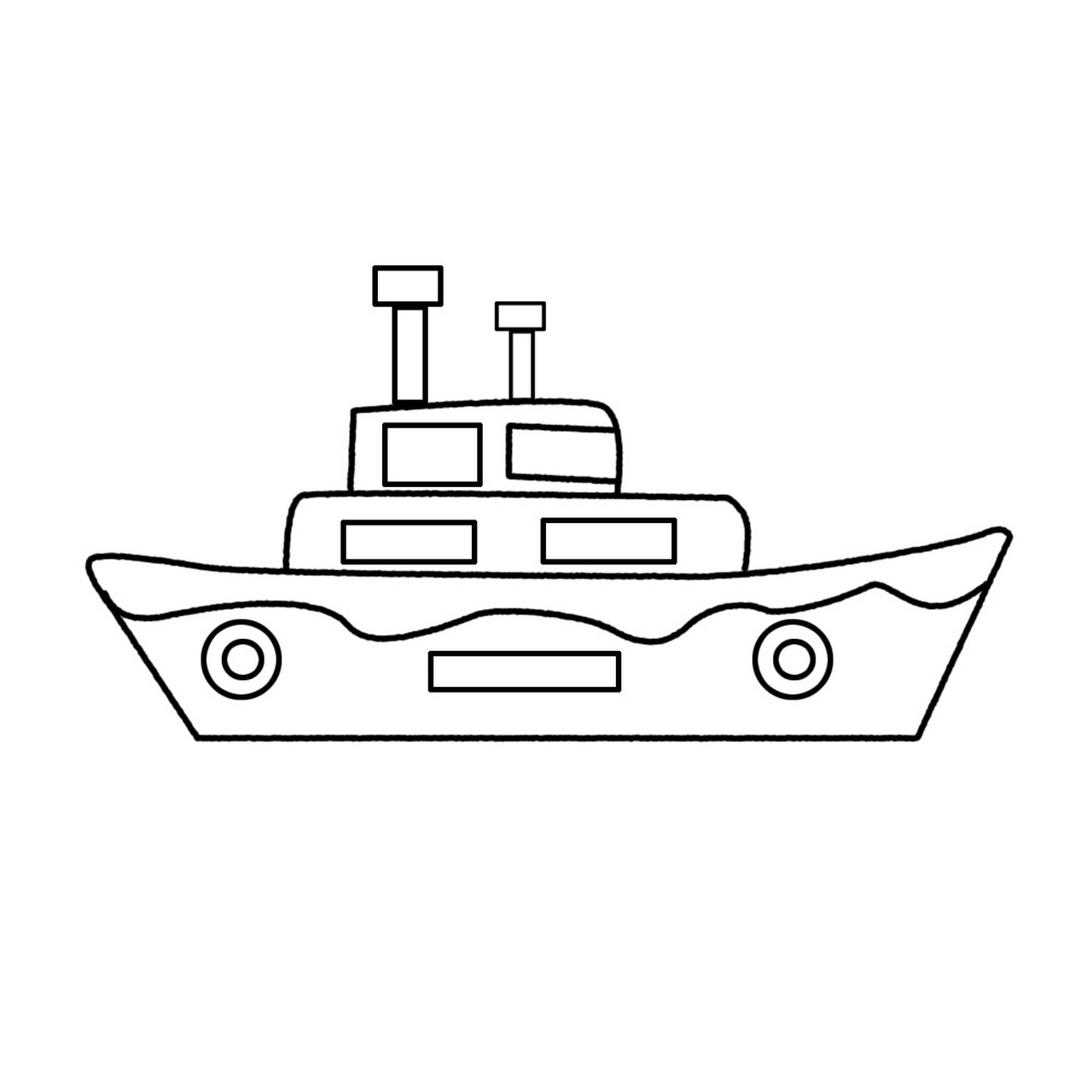 先画一个船体. 2.再画第二层和第三层. 3.用长方形给船添加窗户.