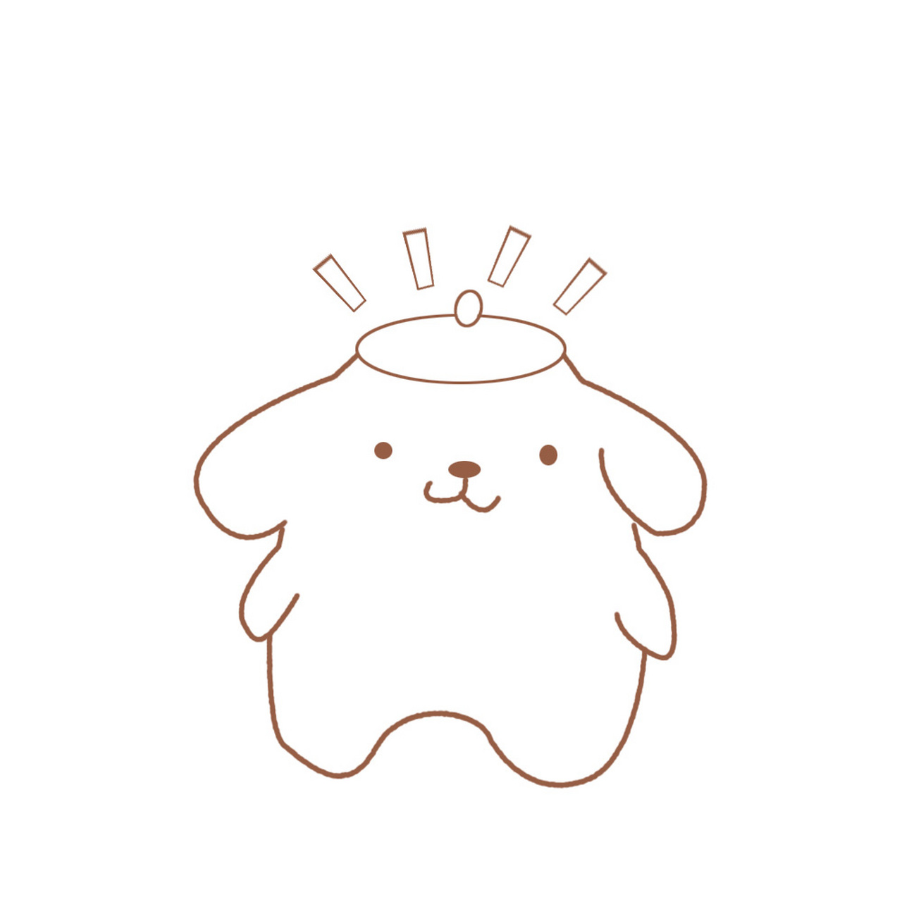 用两个椭圆给布丁狗画一个帽子. 2.再画两只耳朵. 3.画两个小手.