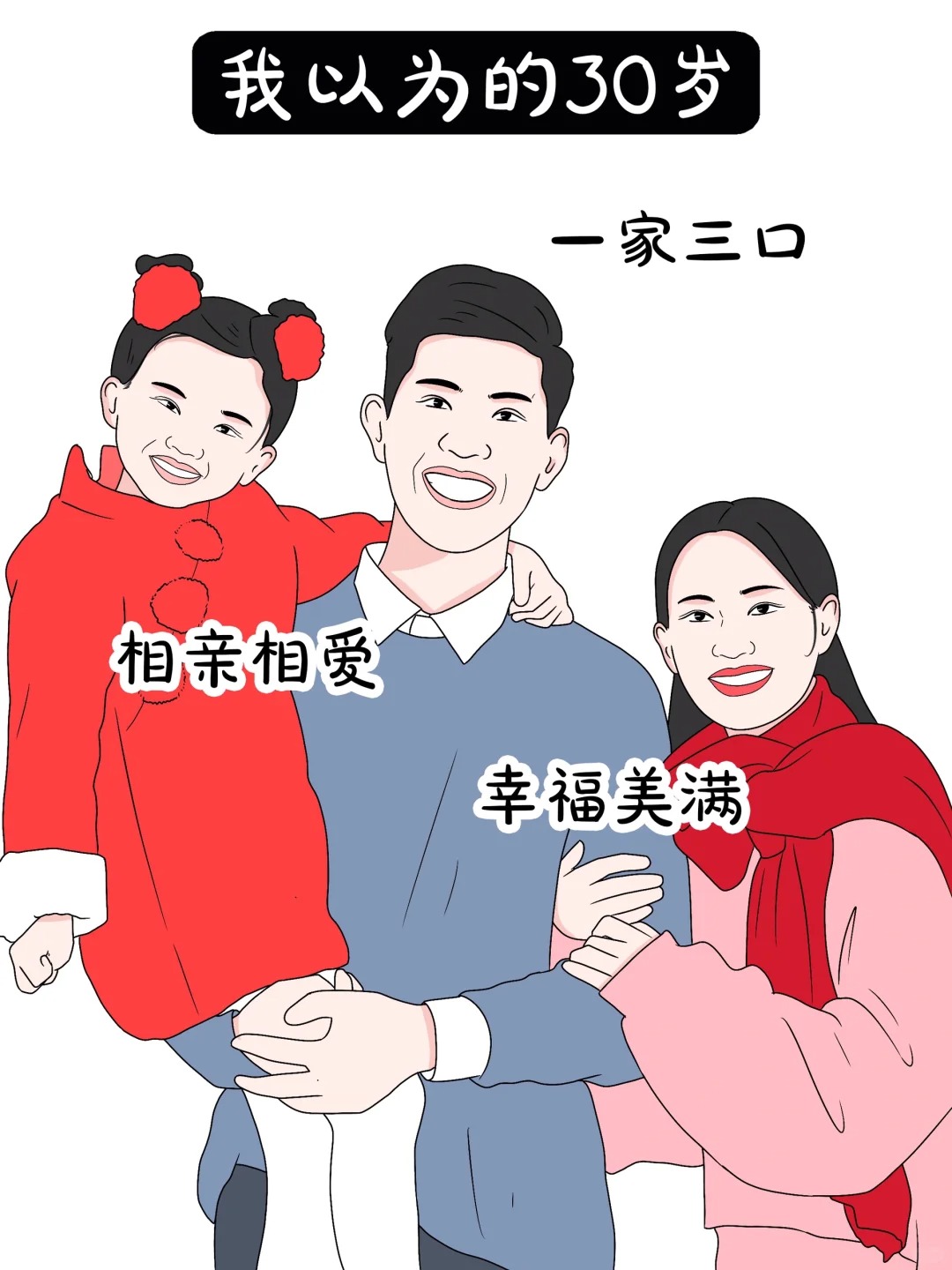 光鲜亮丽 实际上的30岁:卑微打工人 社畜 我以为的30岁:一家三口 幸福