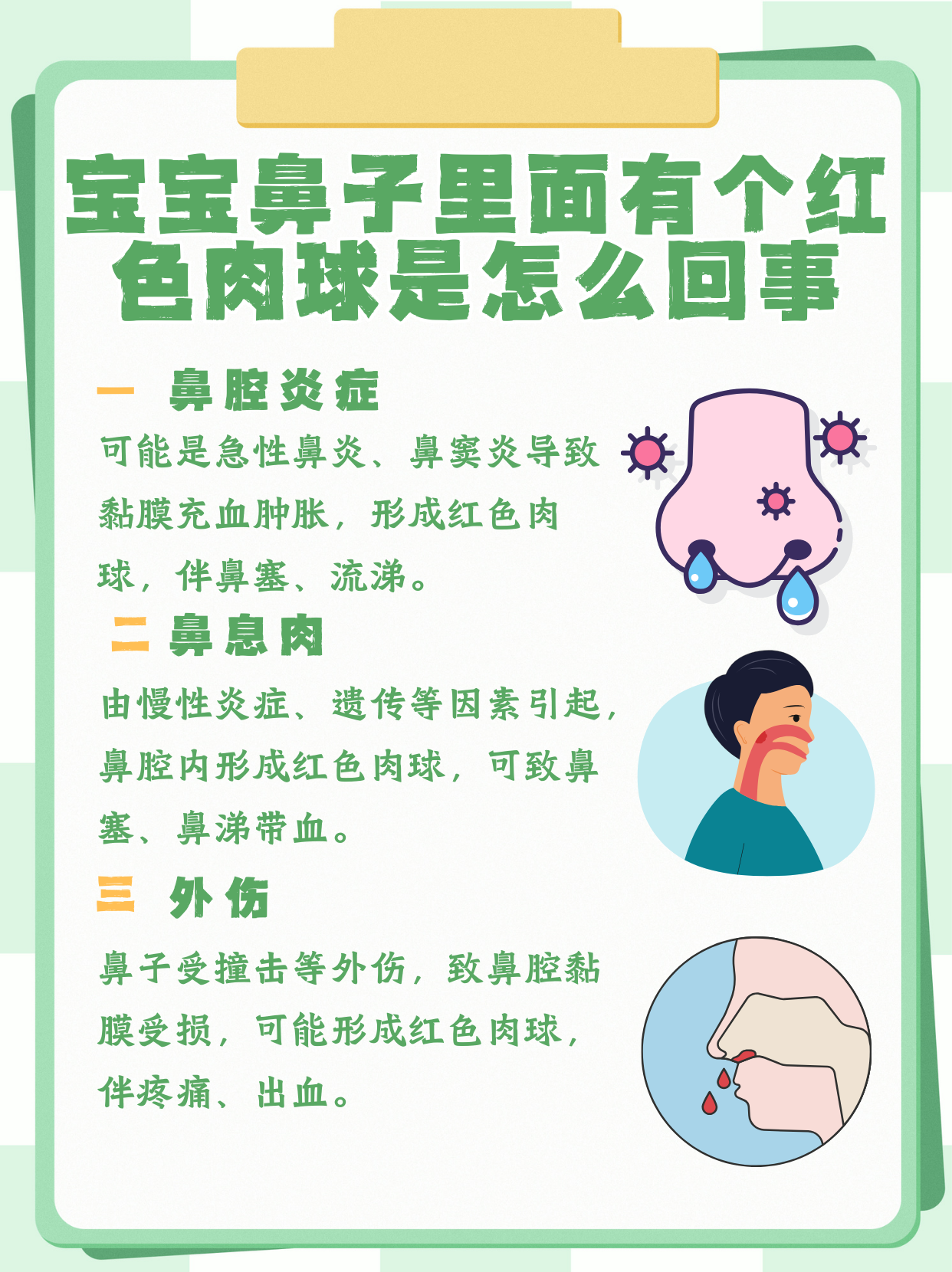 先别急着慌,宝宝鼻子里刀 鼻息肉图片鼻子里面长肉球怎么回事鼻子