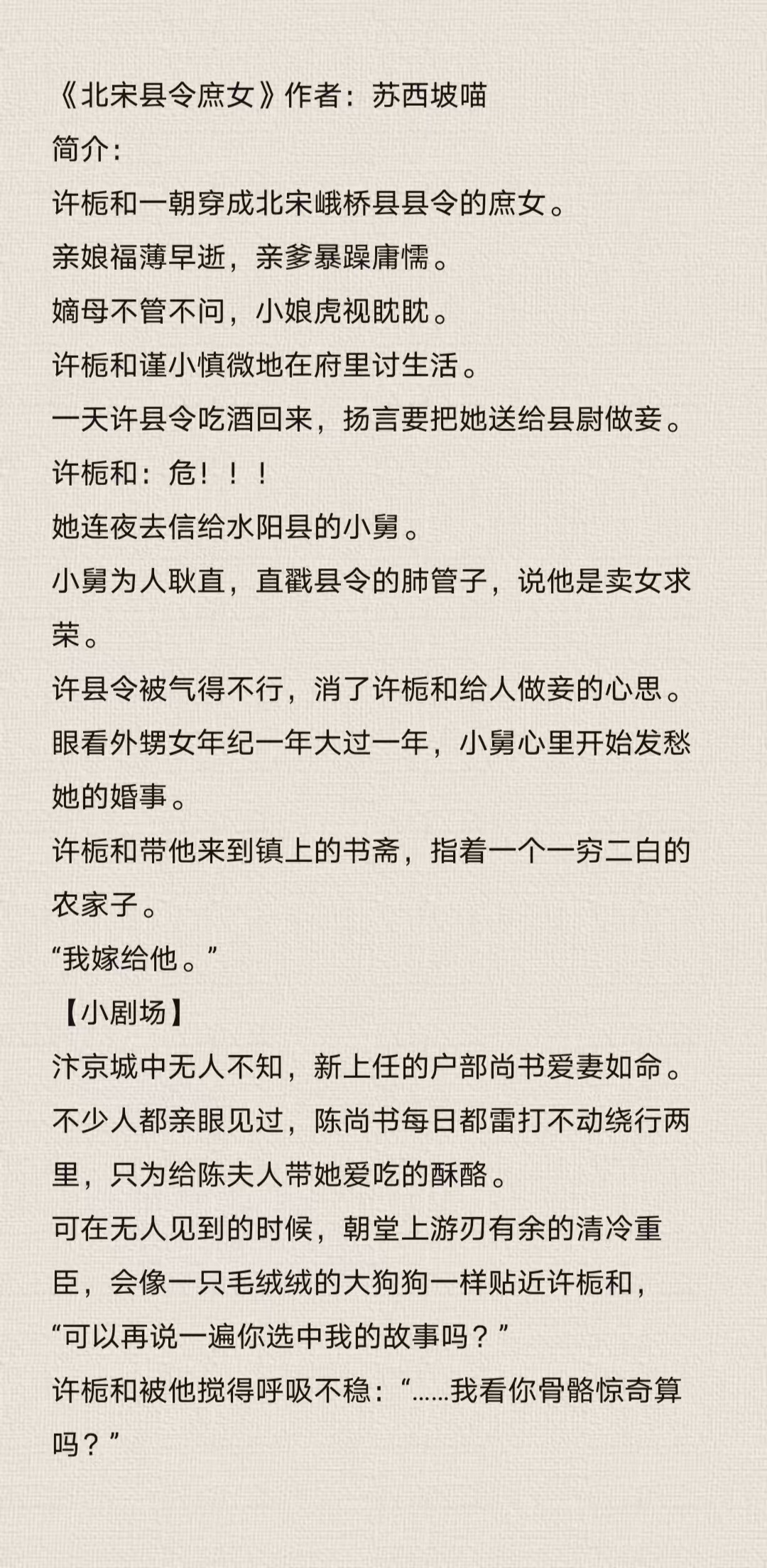 穿越为县令之女的小说