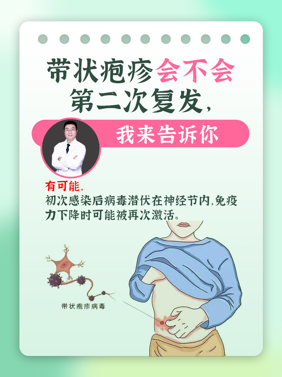 带状疱疹会不会第二次复发,我来告诉你  带状疱疹,这一由水痘-带状
