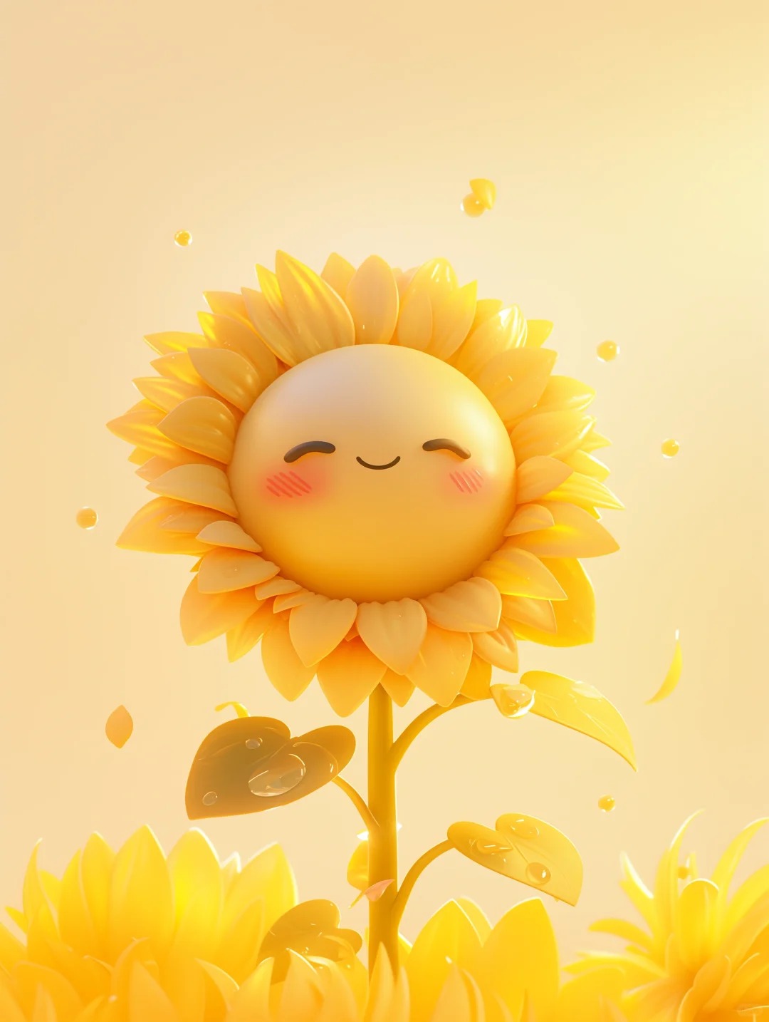 清晨 光芒穿透云层 洒在向日葵身上 它微笑着 尽情的沐浴在温暖的