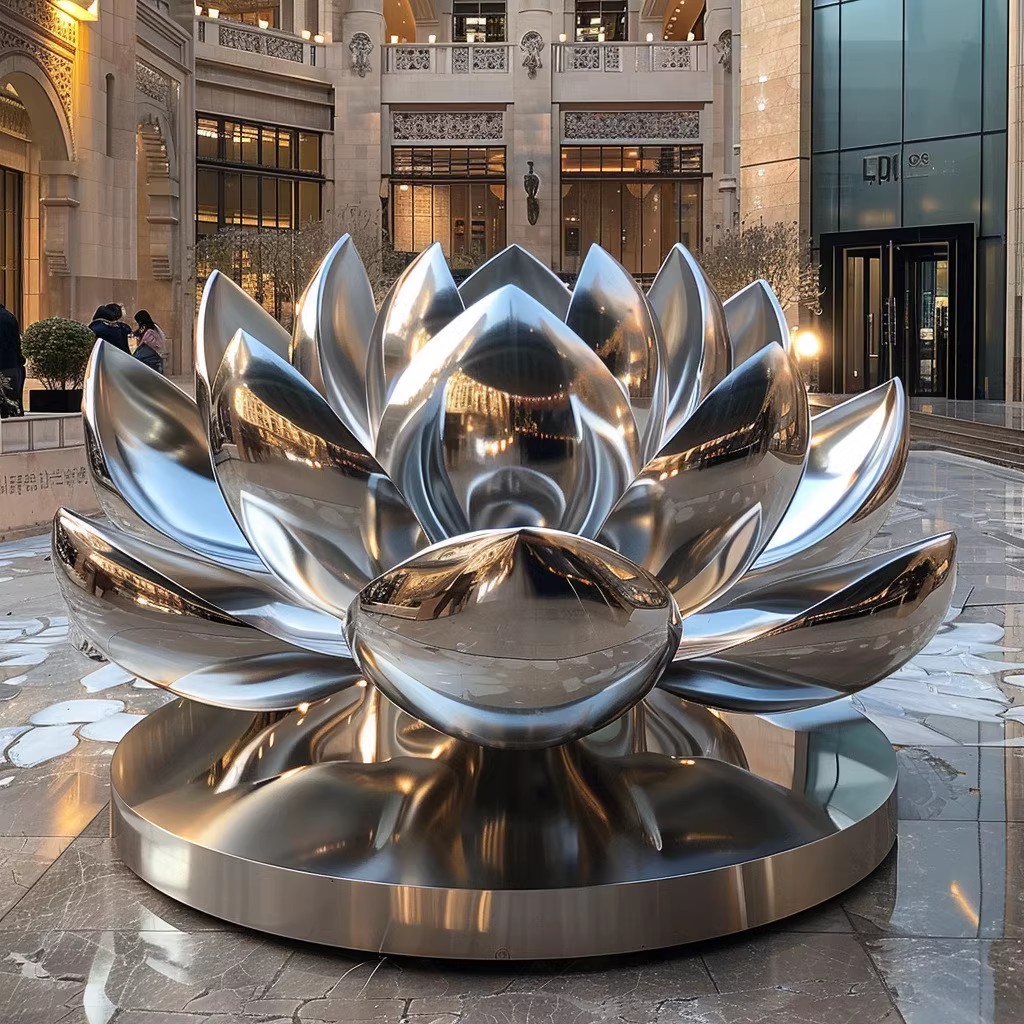 **不锈钢莲花雕塑:现代艺术的灵动之花**
