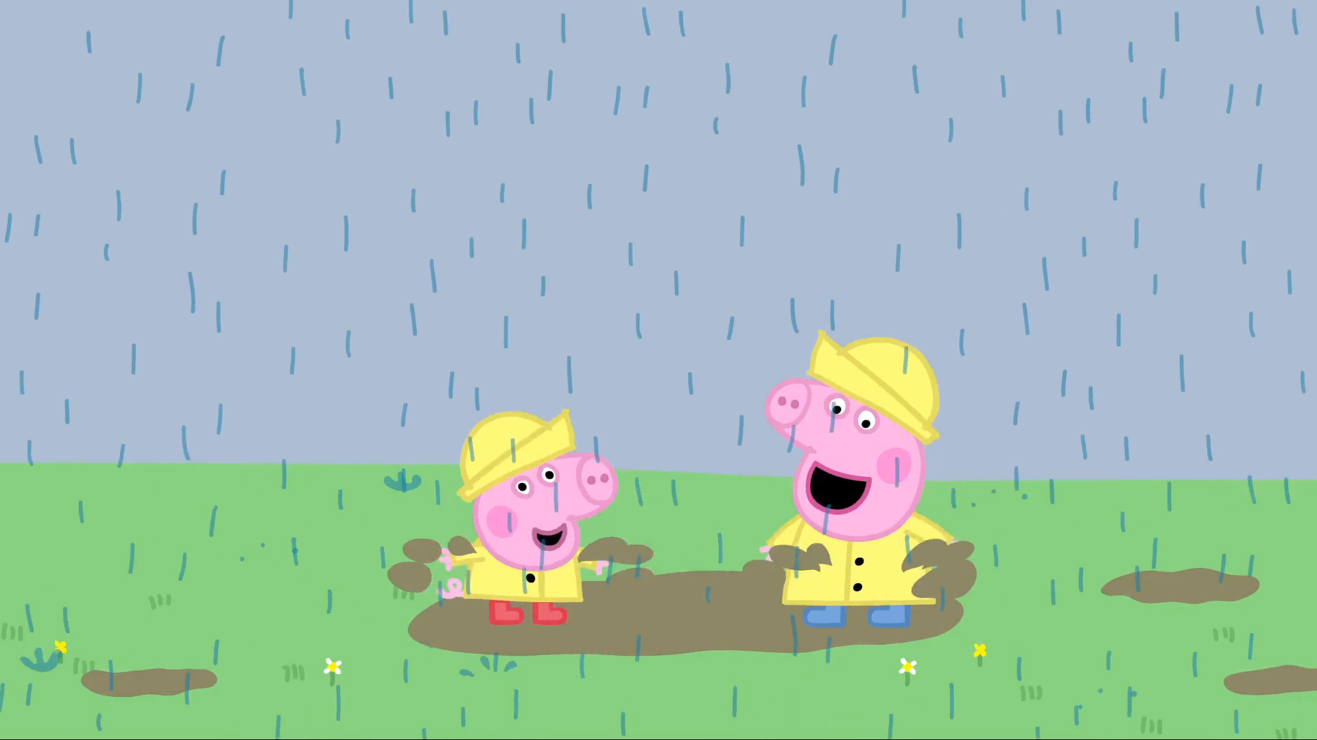 小猪佩奇# 今天下雨天,佩奇和乔治这对活宝又在花园里跳泥坑了!