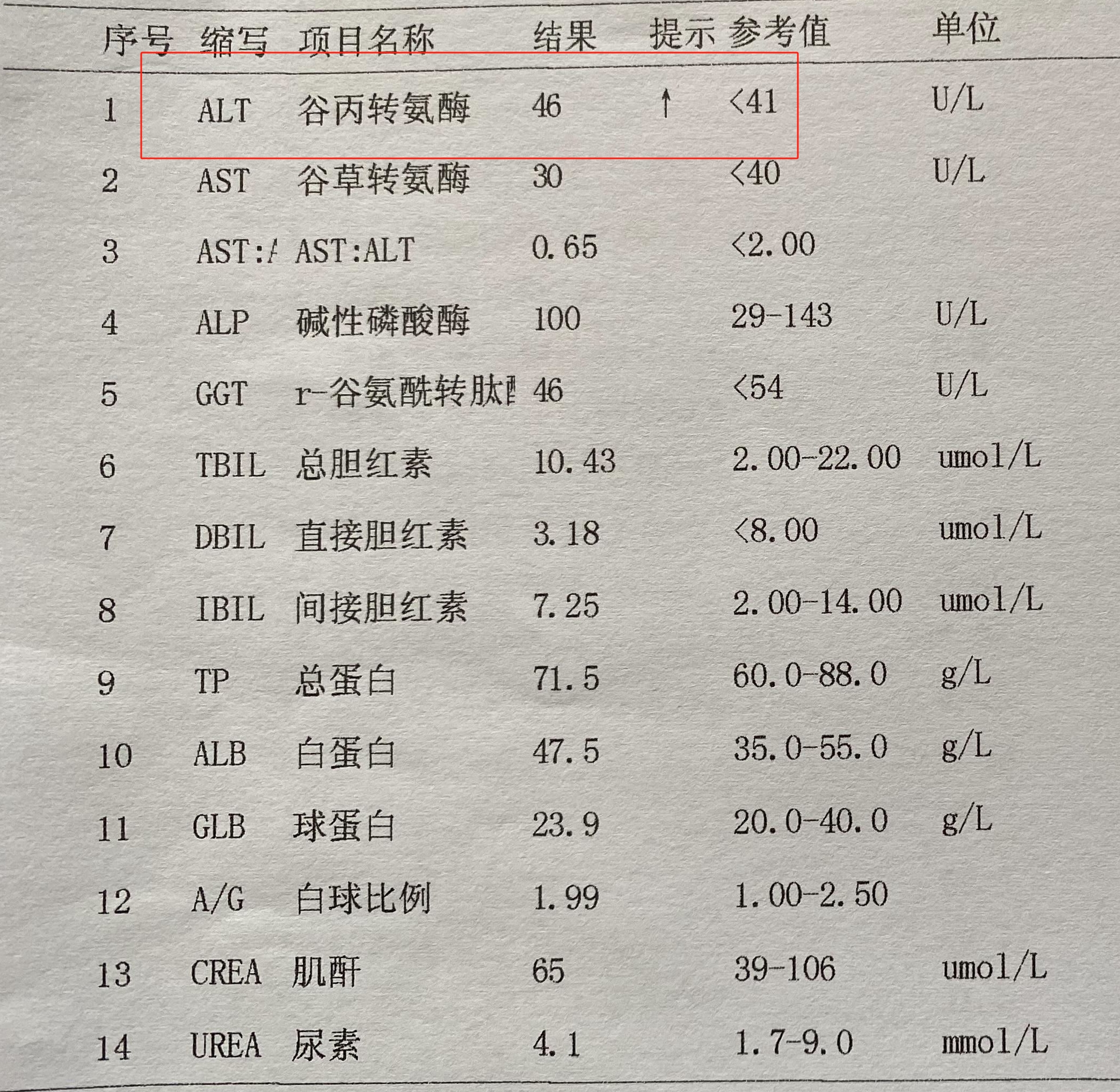 乙肝体检报告图片