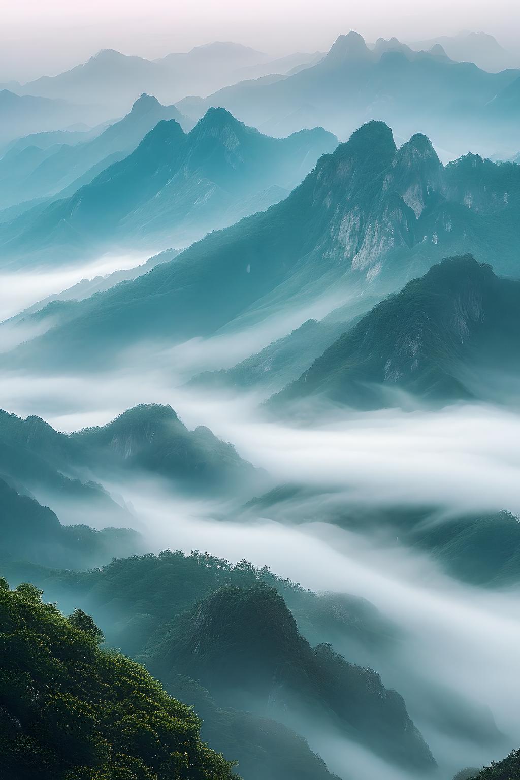 山间云雾缭绕宛如仙境